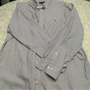 Vintage Ralph Lauren Polo Classic Fit 17 Blue White Pin Stripe Shirt